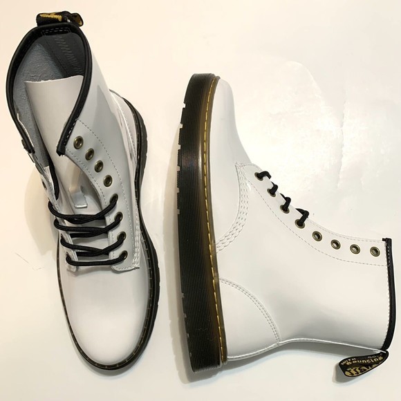 Dr. Martens Shoes - Doc Martens White Zavala Combat Lace-up Ankle Boots Womens Size 10 Men’s Size 9